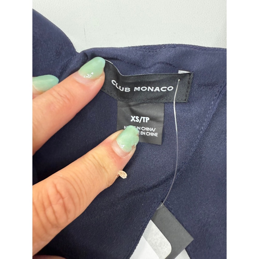 Club Monaco Navy Blue Deep V-Neck Cross Back Sleeveless Shirt XSmall NEW - Picture 2 of 8
